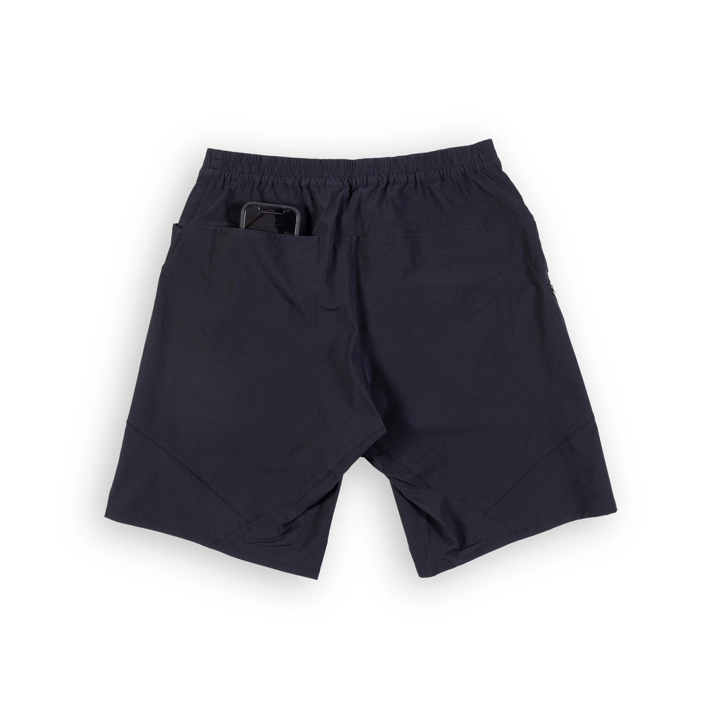 Beringia Men's Sky Short - in black, back view.