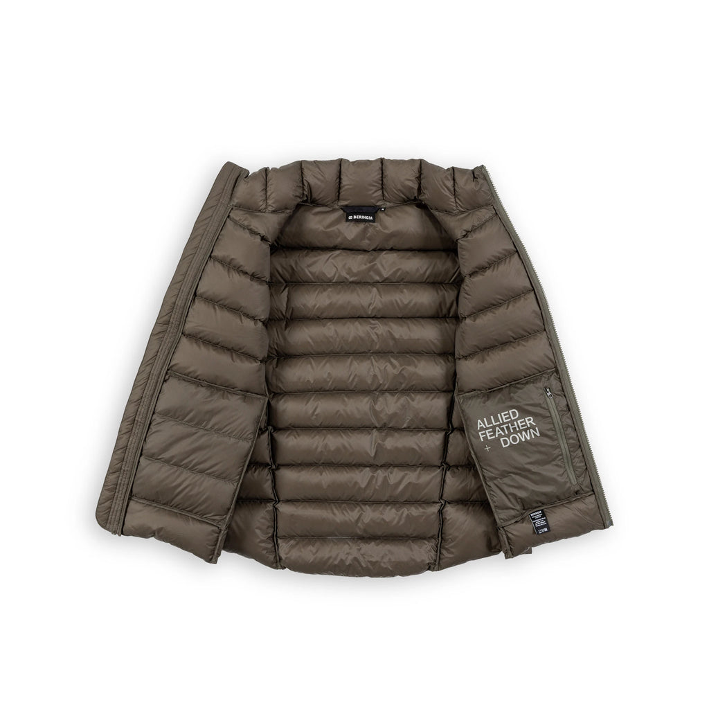 Beringia Bering Down Vest - inside view in Dark Olive
