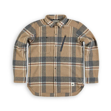 Beringia Farallon Wool Shirt - Gray and Beige Plaid 