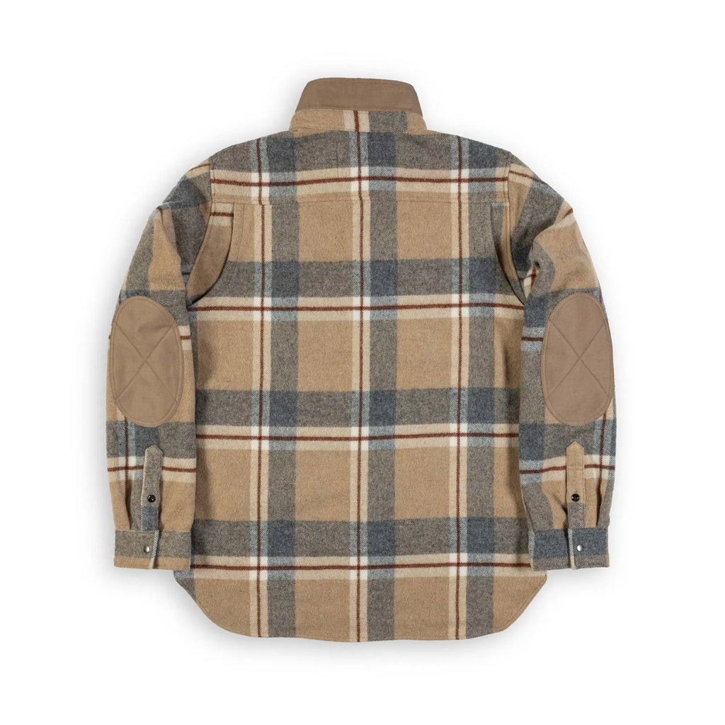 Beringia Farallon Wool Shirt - Gray and Beige Plaid  back view