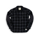 Beringia Farallon Shirt - Black Plaid front view with phone in chest pocket 