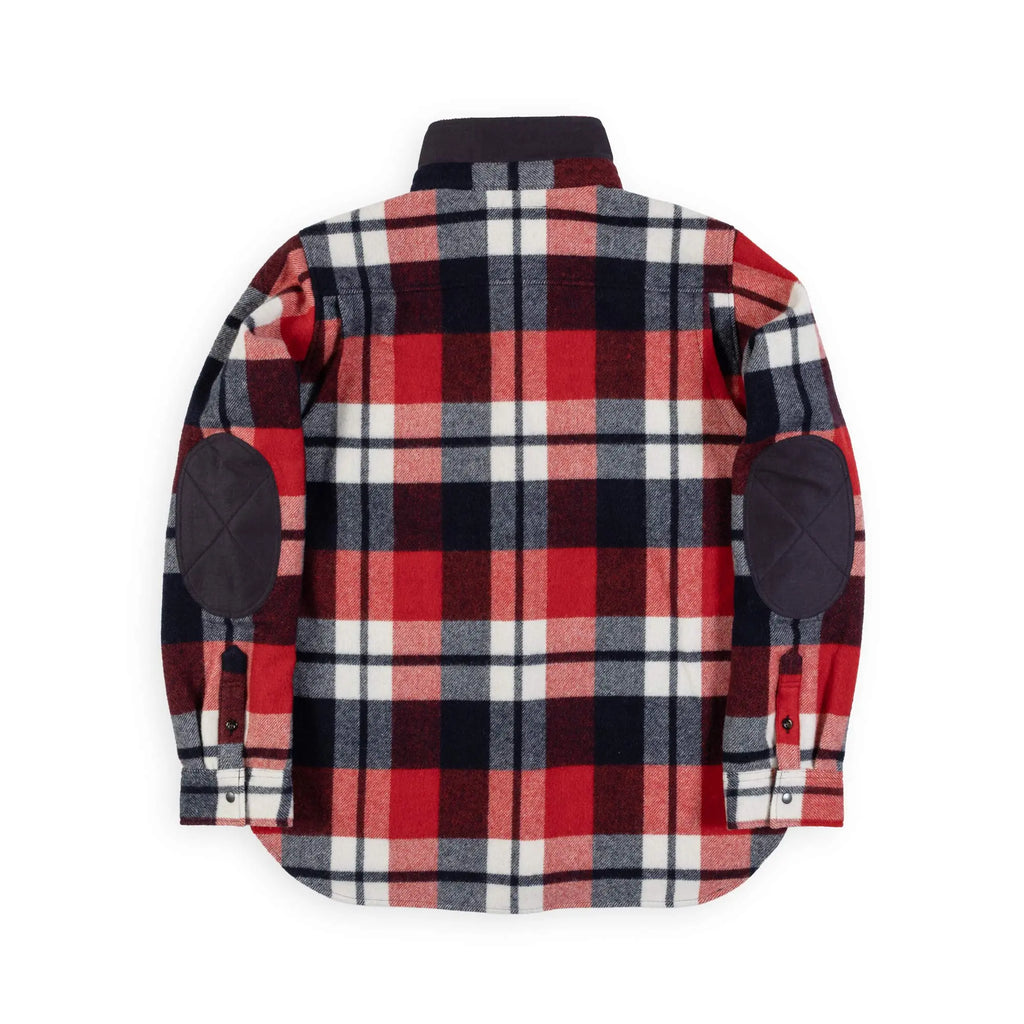 Beringia Farallon Wool Shirt - Red and Blue Plaid, back view