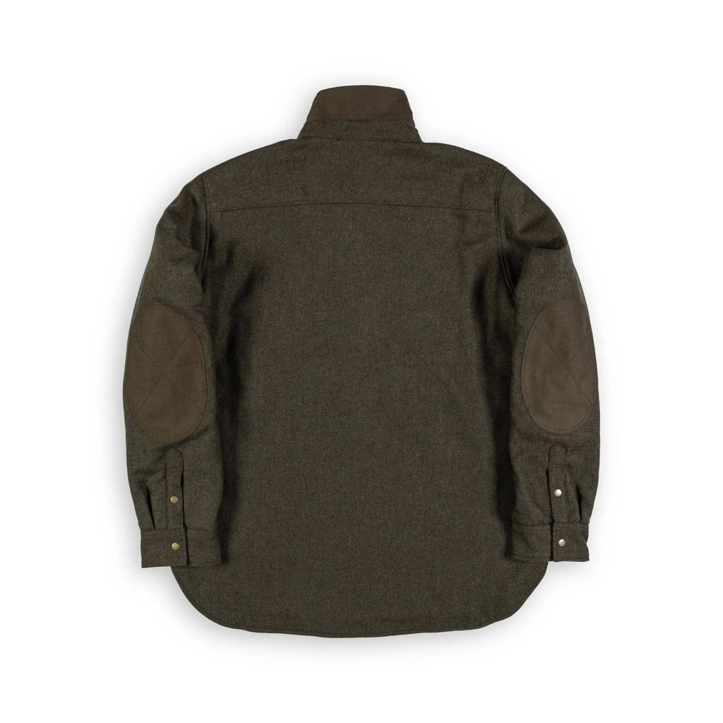 Beringia Insulated Farallon Wool Shirt. Made in Japan. Dark Green - back view