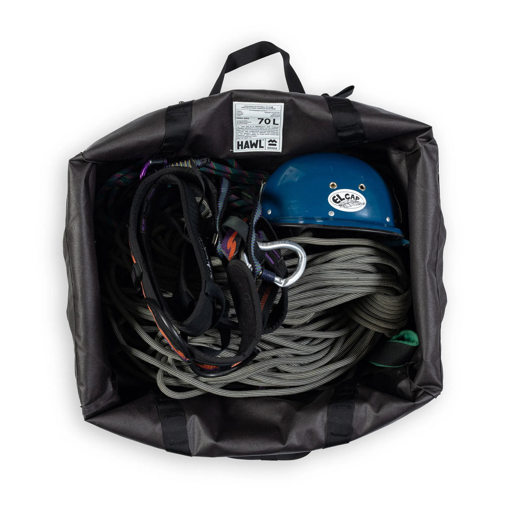 Beringia HAWL bag is designed for everyday carry -dark gray color, interior with climbing gear